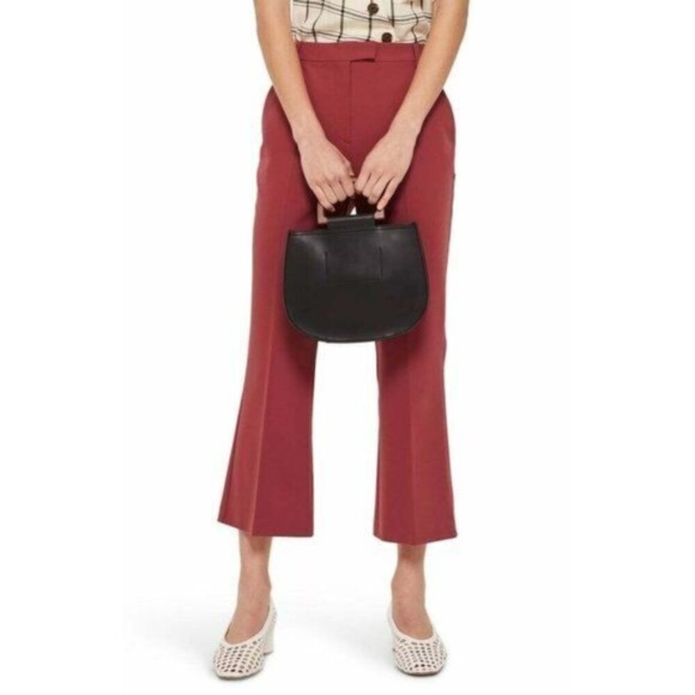 TOPSHOP Pants Slim Kick Flare Cropped Trousers Rust Brown SZ 6 US NEW